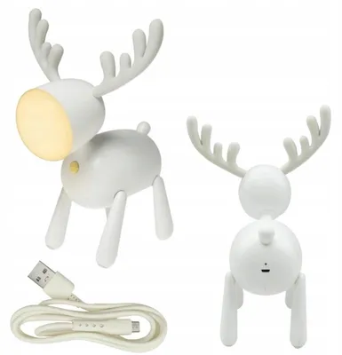 Obrázek produktu pro Noční lampička pro děti, bílý jelen, silikon, USB kabel, dotykové ovládání, 1W