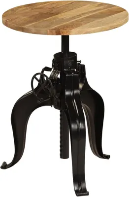 Produktbild von Höhenverstellbarer Bartisch aus Mangoholz mit 60 cm Durchmesser im Industriedesign für Küche und Esszimmer