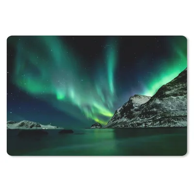 Produktbild von MuchoWow® Schreibtischunterlage Nordlichter - Strand - Norwegen 60x40 cm - XXL Mauspad - Großes Mauspad