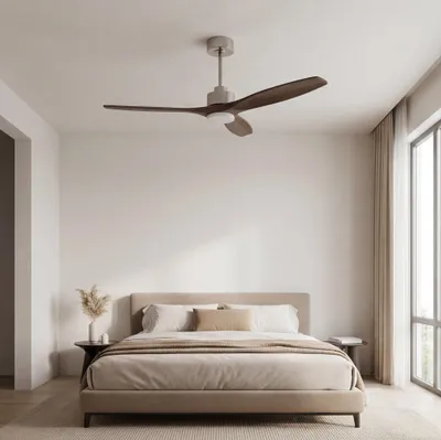Produktbild von Forlight - Deckenventilator Stem Evo, Ø1320mm, Leiser DC-Motor, 30W + 20W LED, Integrierte LED, CCT Einstellbar, 3000K - 4000K - 5000K, Dimmbar, 6 Geschwindigkeiten, Flügel Schwarz