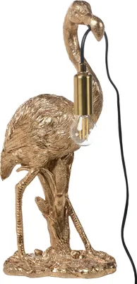 Produktbild von BELIANI Tischlampe Gold Kunstharz 47 cm Hoch 1-Flammig Glühbirnen-Optik Tiermotiv Flamingo Langes Kabel mit Schalter Glam Nachttischlampe Leselampe