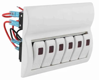 Zdjęcie produktu dla 6-pozycyjny panel przełączników kołyskowych z wyłącznikiem automatycznym i wskaźnikiem LED do łodzi, jachtów, samochodów i kamperów