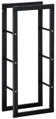 Produktbild von Kaminholzregal Metall 40 x 25 x 100 cm Brennholzregal Stapelhilfe Stahlrahmen bis 100kg Kaminholzunterstand Outdoor Holzregal Feuerholzregal für Garten Terrasse Außen Schwarz