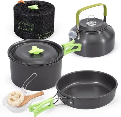 Obrázok produktu pre Kompaktná sada hliníkového riadu na kempovanie a rybolov