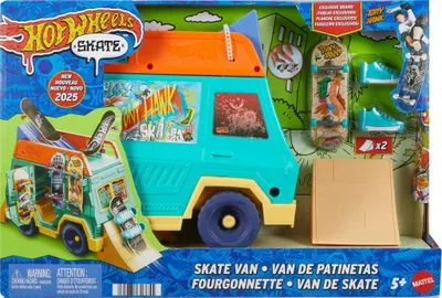 Imagen del producto de Set de juego Hot Wheels "Skate Van" con tabla para dedos y rampas, diseño Tony Hawk