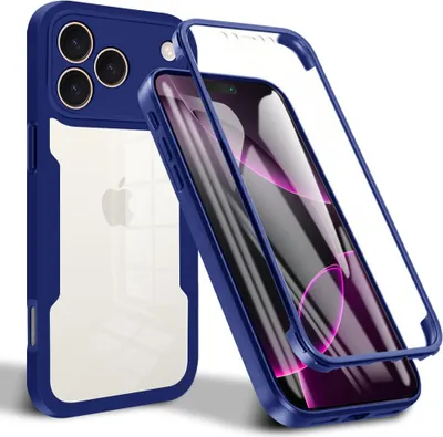 Produktbild von Schutzhülle für iPhone 17 Pro Max, Eingebautem Displayschutz 360 Grad Komplettschutz Handyhülle Blau