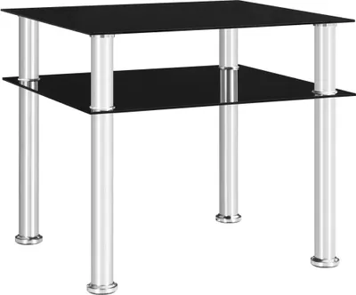 Image de Table d'appoint Noir 45x50x45 cm Verre trempé