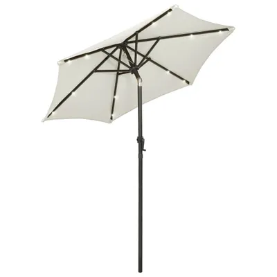 Image de vidaXL Parasol avec éclairage LED blanc sable 200x211 cm Alu