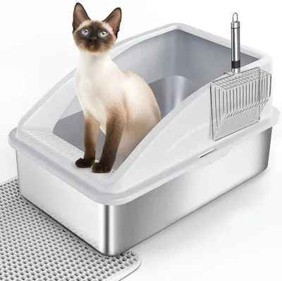 Produktbild von Famanu Katzenklo XXL - Leckfrei, Halboffen und Einfach zu Reinigen - 28 Liter Kapazität