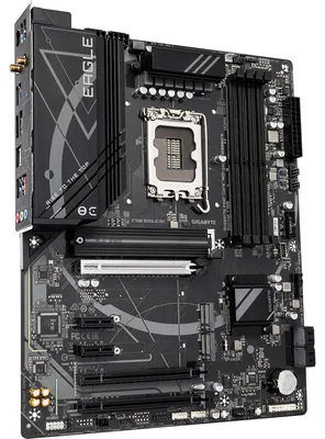 Produktbild von GIGABYTE Z790 EAGLE AX Motherboard - Unterstützt Intel Core 14. Generation CPUs, 12+1+1 Phasen Digital VRM, bis zu 7600MHz DDR5 (OC), 3xPCIe 4.0 M.2, Wi-Fi 6E, 2.5GbE LAN, USB 3.2 Gen 2, Intel, LGA 1700, Intel® Celeron®, Intel® Core™ i3, Intel® Core™ i5, Intel® Core™ i7, Intel® Core™ i9,..., LGA 1700, 192 GB, DDR5-SDRAM