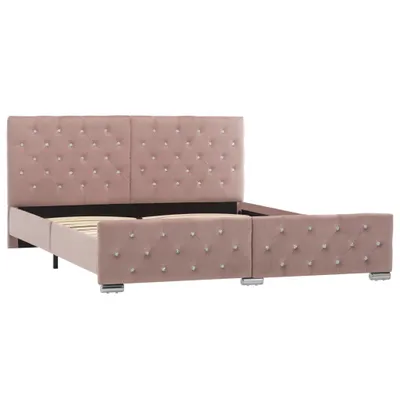 Image de vidaXL Sommier rose velours 160x200 cm