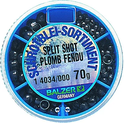 Produktbild von Balzer Bleischrot-Sortiment groß - Dose mit 120g Klemmbleien