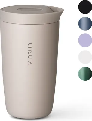Produktbild von Thermobecher Edelstahl 350ml Deckel Kaffee Becher isoliert Travel Mug Tee Vinsun