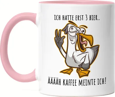 Produktbild von Hatte erst 3 Bier äääh Kaffee Tasse Rosa Möwe Sarkasmus Büro Wochenende Kaffee Lustig