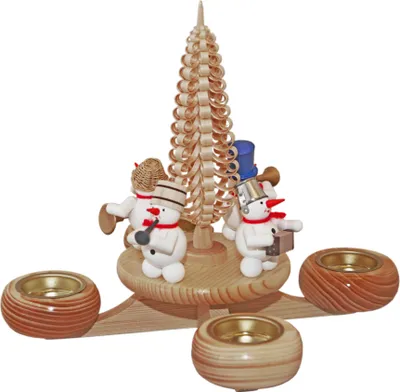 Produktbild von Weihnachtsdekoration Adventsleuchter mit Schneemänner bunt BxHxt 22,5x22,5x22,5cm NEU