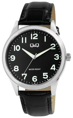 Produktbild von Q&Q Herrenuhr mit Kunstlederionsarmband, 3 Bar, schwarz