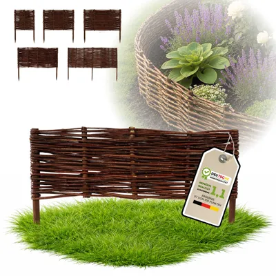 Immagine prodotto di Floranica 1 pezzo Recinzione in vimini 20 cm x 60 cm – Staccionata da giardino intrecciata Palizzata Recinzione naturale Bordo aiuola