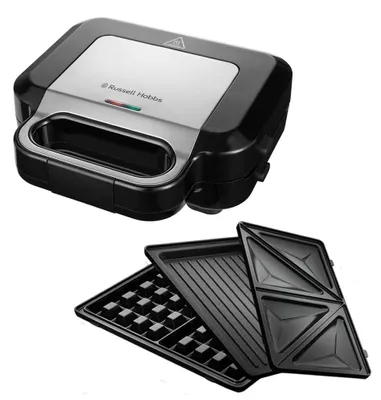 Immagine prodotto di Piastra per panini - 3 in 1 - Panini, waffle e grill - Nero - Piastre lavabili in lavastoviglie