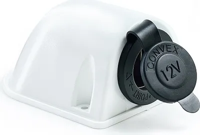 Produktbild von Aufbausteckdose 12 Volt weiß, wasserdicht, mit Deckel für Boot oder Auto