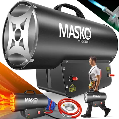 Image de MASKO® Chauffage à gaz à soufflerie, chauffage au gaz, canon à chaleur, radiateur à gaz, chauffage de chantier, appareil de chauffage au gaz, radiateur, générateur d'air chaud, avec tuyau de gaz et détendeur, chauffage à soufflerie compatible avec les bouteilles de gaz standard