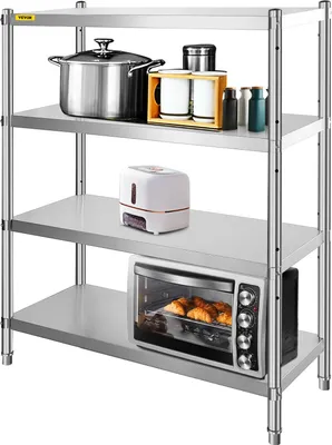 Obrázek produktu pro Nerezový regál catering 4 police těžký regál úložný regál 150kg kuchyňské police stojící police 122 x 48 x 150 cm stojící policový regál