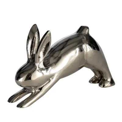Produktbild von EGLO Living Osterdeko Hase Vohilava, Deko Figur Ostern Frühling, Frühlingsdeko Osterhase, Tischdeko Osterfigur aus Aluminium in Silber, 20 x 12 cm