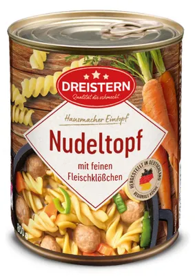 Produktbild von Dreistern Nudeltopf mit feinen Fleischklösschen hausgemacht 800g