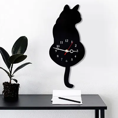 Produktbild von Wanduhr, Kreative Katze Wanduhr, Pendeluhr für Wohnzimmer, Schlafzimmer ( 42*18cm )