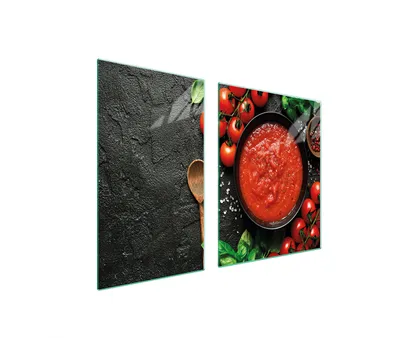 Immagine prodotto di Piastre copri fornelli 2 pezzi 100x52 Copri piano cottura in Vetroceramica tagliere in vetro ardesia pomodori