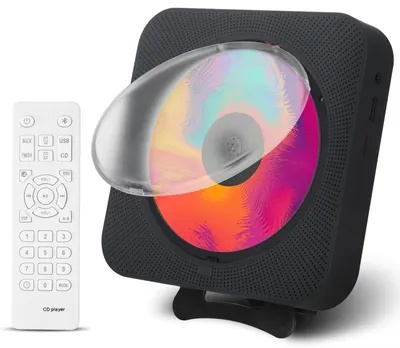 Zdjęcie produktu dla Odtwarzacz CD ZELURXX Bluetooth, kompaktowy, lekki, włącznik/wyłącznik czasowy, BT 5.0, FM, złącze USB/TF, z podstawką, ładowalny, 16,7 x 16,7 x 3 cm