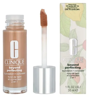 Produktbild von Clinique Beyond Perfecting Foundation + Concealer, Flasche, Flüssigkeit, Mischhaut, trockene Haut, ölige Haut, Mittel, Beige, CN 70