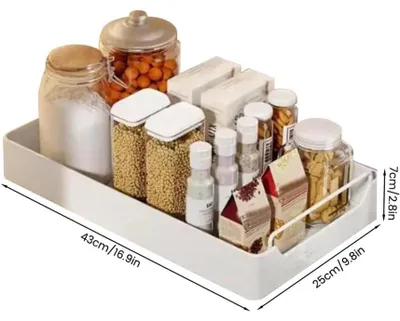 Image de Étagère coulissante pour placard de cuisine - Rangement pour placard - Rail amortisseur à fermeture douce - Fonctionnement silencieux - Modèle robuste - 25 cm - Blanc