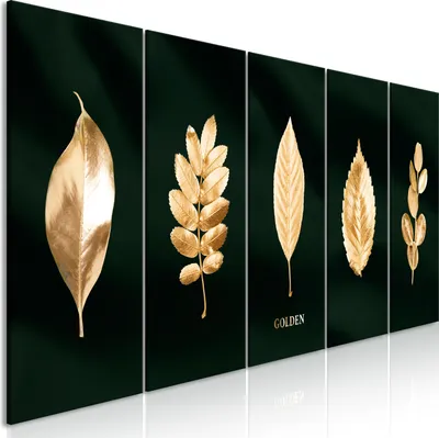 Produktbild von Premiumarte Vlies Leinwand Wandbild Blätter Botanik, 200x80 cm, 5-teilig, Moderner Fotokunstdruck, handgefertigt, fertig aufgespannt und aufhängefertig, unbedenklich für Kinder- und Schlafzimmer