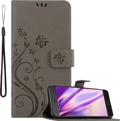 Produktbild von Cadorabo Hülle für Huawei P9 LITE 2016 / G9 LITE Schutz Hülle in Grau Schutzhülle Handy Hülle Etui Case Blumen Flower