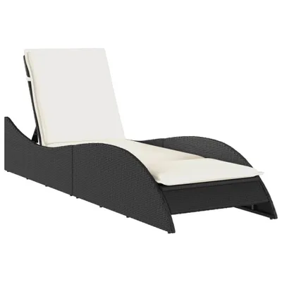 Immagine prodotto di Lettino Prendisole con Cuscino Nero 60x205x73 cm in Polyrattan