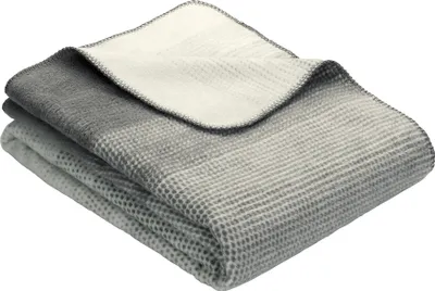 Produktbild von Ibena Bettüberwurf Egersund 220x260 cm - Baumwollmischdecke anthrazit/wollweiß gemustert, hochwertig und kuschelweich