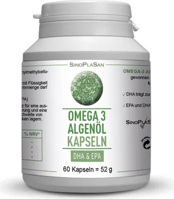 Zdjęcie produktu dla SinoPlaSan Omega-3 Algae Oil | DHA+EPA | 60 kapsułek