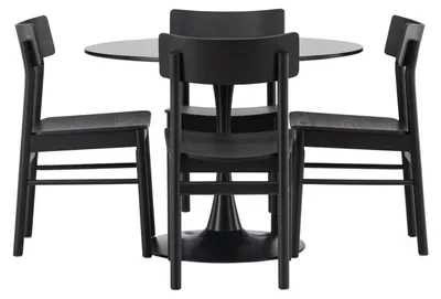 Produktbild von Glade Essgruppe Esstisch schwarz 4 Stühle schwarz.