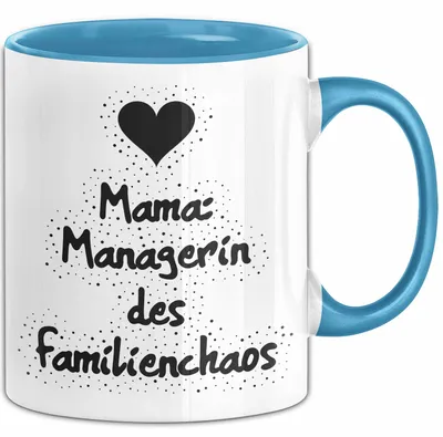 Produktbild von Mama: Managerin des Familienchaos Tasse mit Spruch Geschenk Mama (Blau)