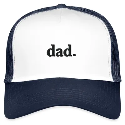 Produktbild von Spreadshirt Dad Schriftzug Stickerei Trucker Cap, One size, Weiß/Navy
