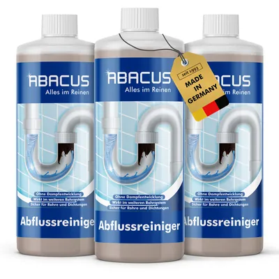 Produktbild von ABACUS® Abflussreiniger & Rohrreiniger, Rohrfrei, Abflussfrei – entfernt Haare und Ablagerungen in Rohren und Abflüssen – Abflussreiniger 2x 1000 ml