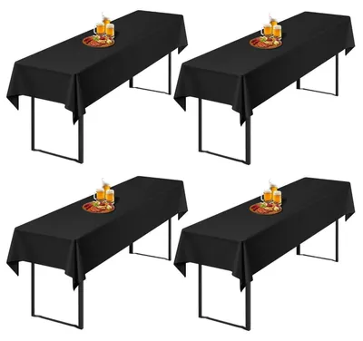 Produktbild von Biertisch-Tischdecken 4 Stück Schwarz 250x100 cm Polyester waschbar knitterfrei fleckenabweisend