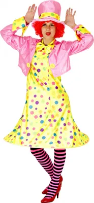 A person wearing a clown costume.