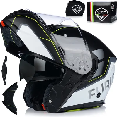 Produktbild von Klapphelm mit Sonnenblende | VITO FURIO | Motorrad Helm Integralhelm | Motorradhelm Klappbar | ECE 22.06  | XL (61-62cm)