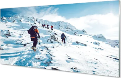 Produktbild von Glasbilder 120x60 Wandkunst Klettern auf die Berge im Winter