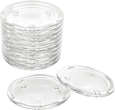 12er-Set Glas-Kerzenuntersetzer 10 cm, transparent