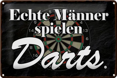 Produktbild von Blechschild echte Männer spielen Darts, 30 x 20 cm, Blechschilder Spruch Sport Hobby