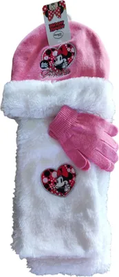 Image de Ensemble Disney Minnie Mouse bonnet écharpe gants pour fille hiver