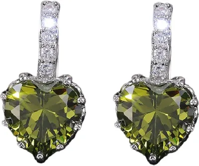 Zdjęcie produktu dla Kolczyki Silver Heart - Jasnozielony | Elegancka Biżuteria KP25920