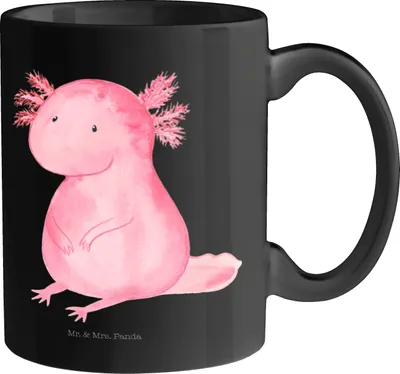 Produktbild von Mr. & Mrs. Panda Kaffeetasse Axolotl Niedlich - Schwarz - Geschenk, Molch, Tasse, Weisheit, Liebe, mit Spruch, Kaffeebecher, Fröhlich, Lebensweisheit, Freundin, Teetasse
